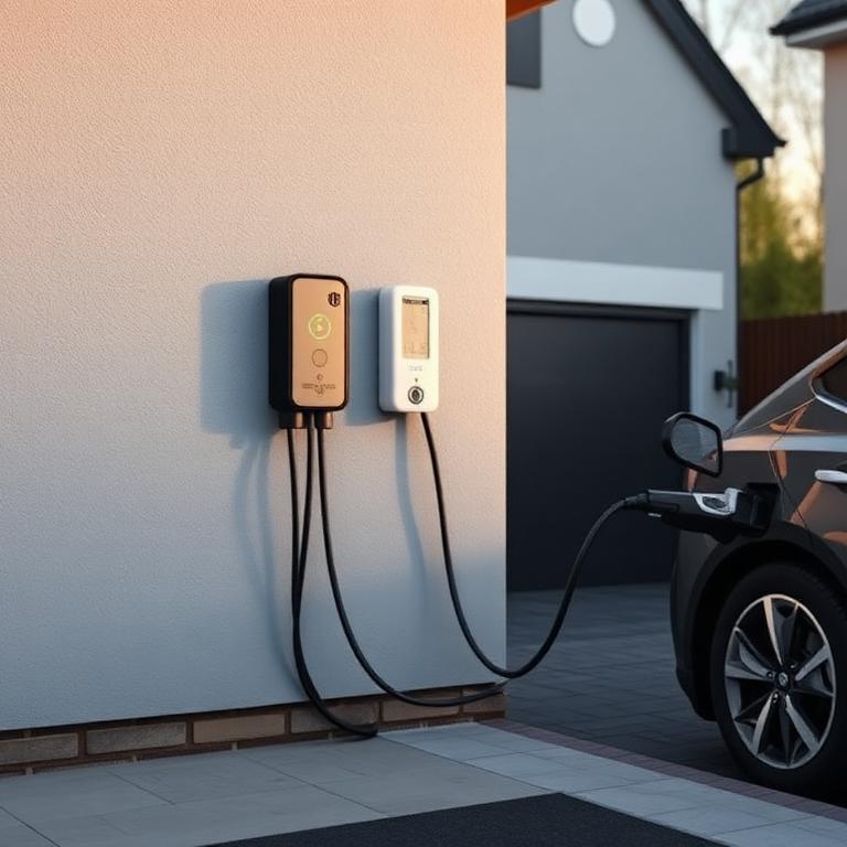 Tethered home EV charger on a modern Stockport driveway
